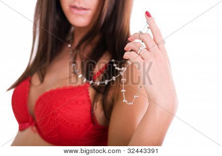สวมเครื่องประดับสาวสวย