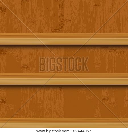 3 Træ bog hylde og træ baggrund, vektor Illustration