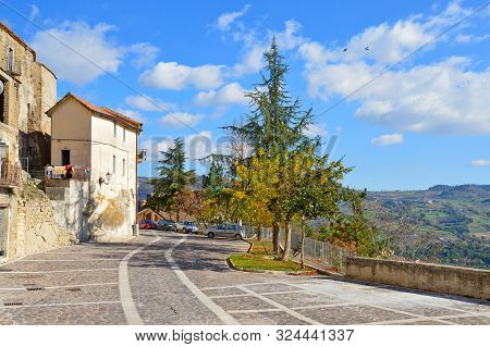 View Of A Rural Village In The Mountains Of The Province Of Benevento