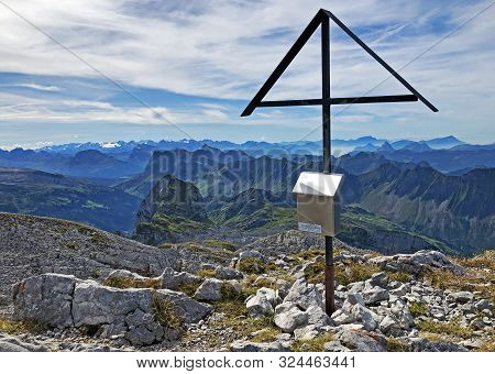 Mutteristock Mountain Above The Wagital Valley (waegital Or Wägital) And Alpine Lake Wagitalersee (w