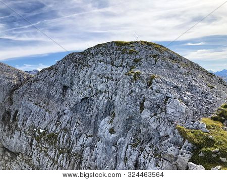 Mutteristock Mountain Above The Wagital Valley (waegital Or Wägital) And Alpine Lake Wagitalersee (w