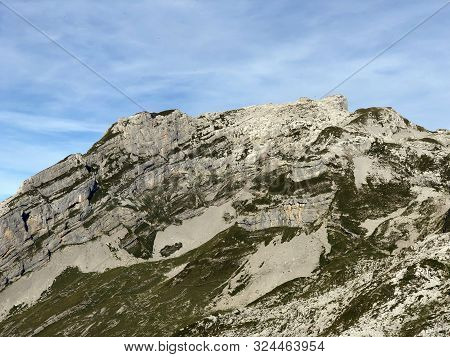 Mutteristock Mountain Above The Wagital Valley (waegital Or Wägital) And Alpine Lake Wagitalersee (w