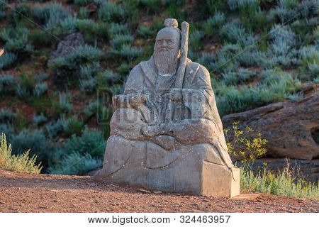 Baskunchak, Russia - 25 June 2019:statue Of Sagaan Ubgen, White Old Man Outdoors