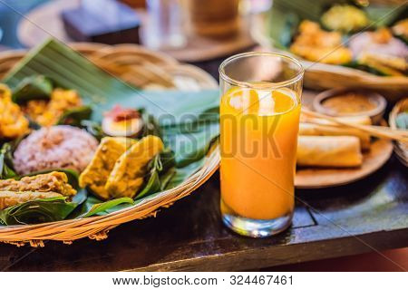 Jamu. Traditional Medicine And Herbal Drink In Indonesia, Most Prevalent In Java. Made From Natural 