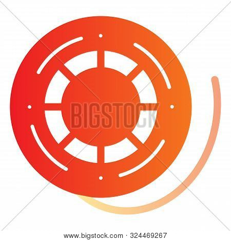 Fishing Reel Flat Icon. Scaffold Thread Color Icons In Trendy Flat Style. Skein Of Thread Gradient S