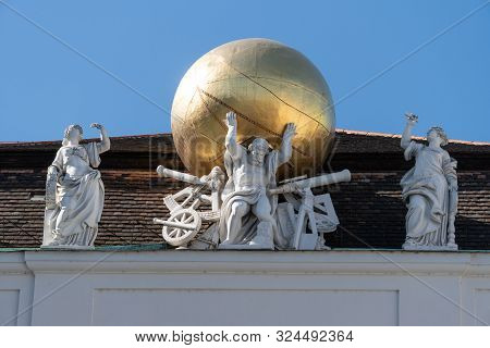 Vienna, Austria - September 21, 2019: The Court Library (hofbibliothek) Is Part Of The Austrian Nati