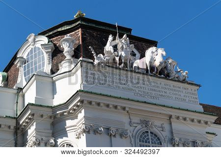 Vienna, Austria - September 21, 2019: The Court Library (hofbibliothek) Is Part Of The Austrian Nati