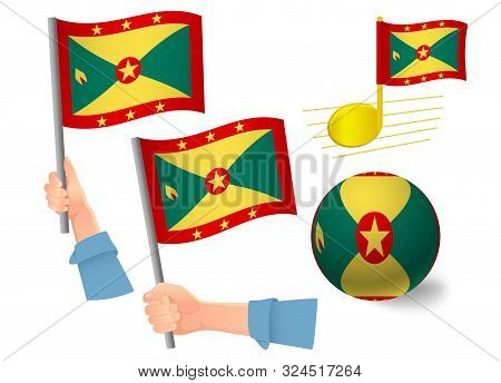 Grenada Flag Icon Set. National Flag Of Grenada Vector Illustration