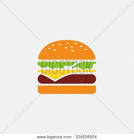 Burger Flat Design Icon, Hamburger Icon, Tasty Burger Icon Design, Berger Illustration
