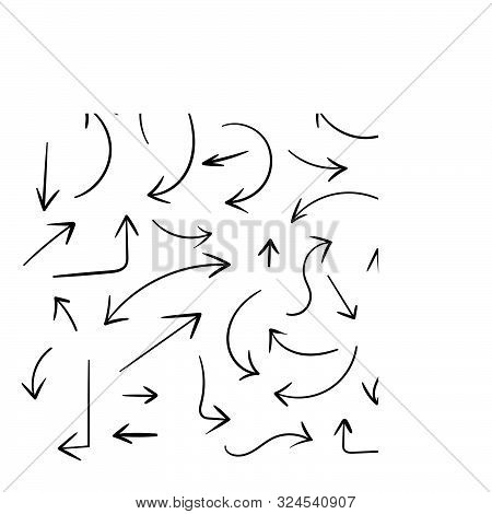 Set Of Hand Drawn Arrows Vector Illustration. Arrows Vector Collection