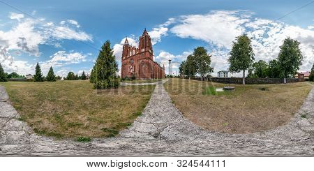 Full Seamless Spherical Hdri Panorama 360 Degrees Angle In Small Village With Decorative Medieval St