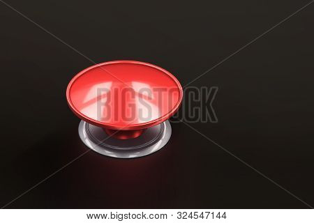 Red Panic Button Sign 3d Illustration. Red Alarm Shiny Panic Button. Sos Emergency Alarm. Safety Con
