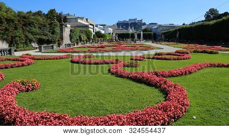 Salzburg, S, Austria - August 27, 2016: Public Park With Flowers