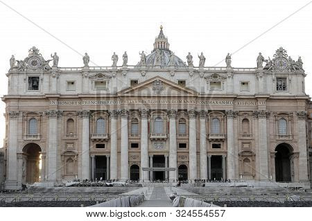 Vatican City,vatican  -march 4, 2019: St.peter Basilica With Latin Text That Means Paul V Roman Borg