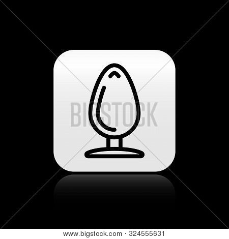 Black Anal Plug Icon Isolated On Black Background. Butt Plug Sign. Fetish Accessory. Sex Toy For Men