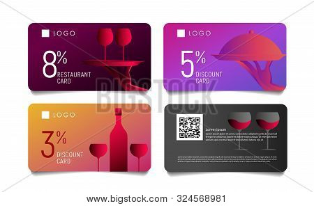 Gift Voucher Or Discount Card For Premium Luxury Restaurant With Modern Gradient Graphic Of Food And
