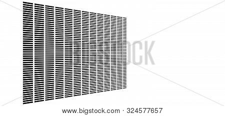 3D Segmented, Dashed Lines Geometric Pattern. Vanish, Diminish Strips In Perspective. Irregular Stri