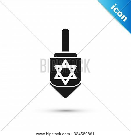 Black Hanukkah Dreidel Icon Isolated On White Background. Vector Illustration