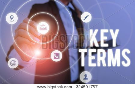 Writing Note Showing Key Terms. Business Photo Showcasing Words That Can Help A Demonstrating In Sea