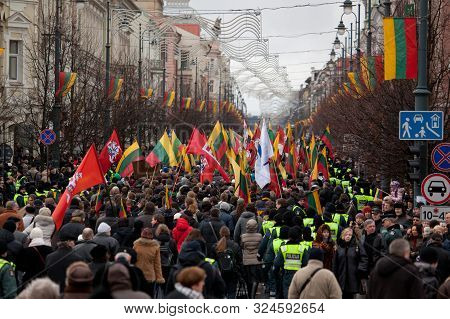 Vilnius, Lithuania - Mar 11: Around One Thousand People Gathered In A Controversial Nationalist Rall