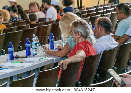 Batumi, Georgia - July 3 2019: Jury At A Concert In Batumi. The Jury Sits With Its Back To The Camer