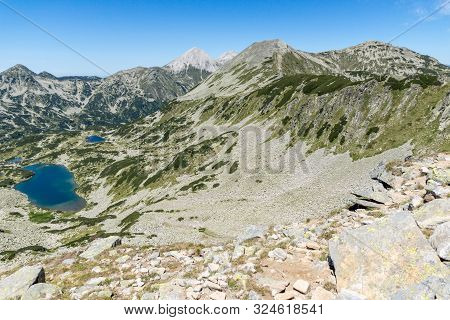 Amazing Landscape With The Long Lake, Vihren And Kutelo Peaks, Pirin Mountain, Bulgaria