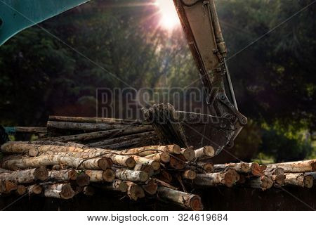 Excavator Or Digging Machine Working Bucket Digging Ground In Canal The Process Of Construction Site