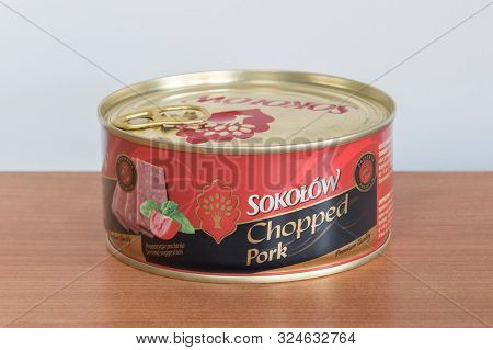 Pruszcz Gdanski, Poland - July 5, 2019: Sokolow Chopped Pork.