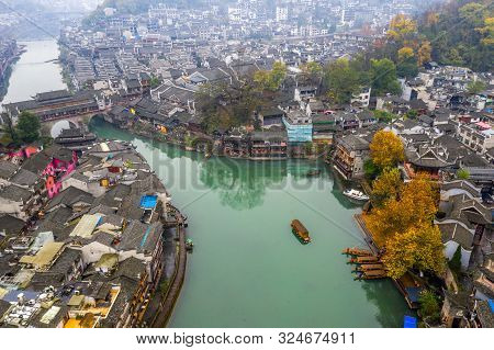 Amazing Ancient City View Of Fenghuang Town In China