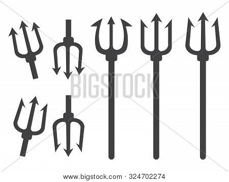 Trident Vector Illustration. Pitchfork Devil Set. Trident Devil Icon
