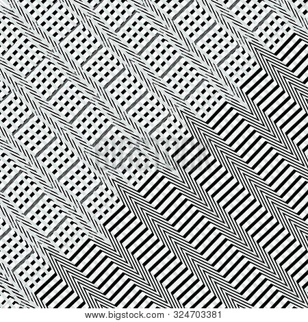Interlace, Interlocking Lines. Curve, Flex Intersecting Lines Grid, Mesh. Interweaved Waving, Zig-za