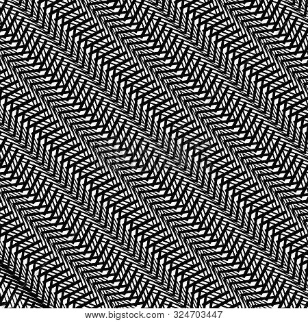 Grid Pattern, Mesh Background Of Wavy, Waving Distortion, Deformation On Crossing Lines. Jumble, Cro