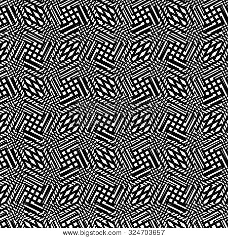 Grid Pattern, Mesh Background Of Wavy, Waving Distortion, Deformation On Crossing Lines. Jumble, Cro