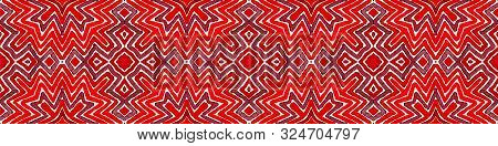 Wine Red Seamless Border Scroll. Geometric Watercolor Frame. Appealing Seamless Pattern. Medallion R