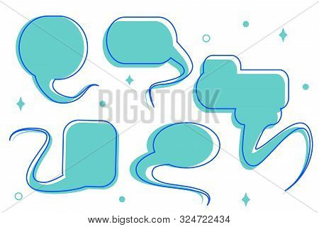 Sperm-shaped  Empty Blue Talking Bubbles  In Blue