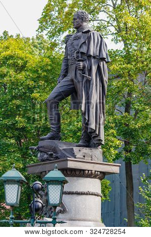 Moscow, Russia - September 13, 2019: Bronze Sculpture In Memory Of Emperor All-russian Alexander I I
