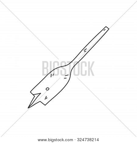 Advertising Poster Sketch Drill Bit Hand Drawn. Quick Skec Drill For Working With Wood Products And 