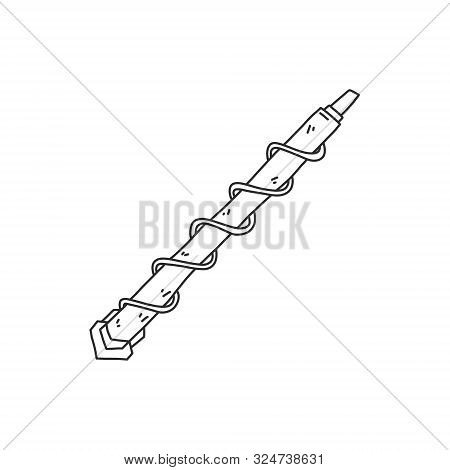 Informative Poster Drill Bit Sketch Hand Drawn. Quick Skec Drill For Working With Stone And Hard Con
