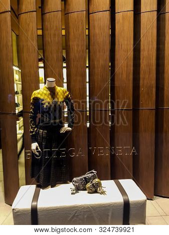 Florence, Italy - September 18, 2017: Detail Of Bottega Veneta Store In Florence, Italy. It Is An It