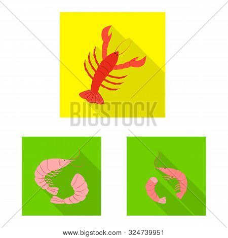 Vector Illustration Of Product And Ocean Sign. Set Of Product And Restaurant Stock Vector Illustrati