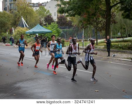 Berlin, Germany - September 29, 2019: Group At Berlin Marathon 2019 With Abel Kipchumba And Yohanes 