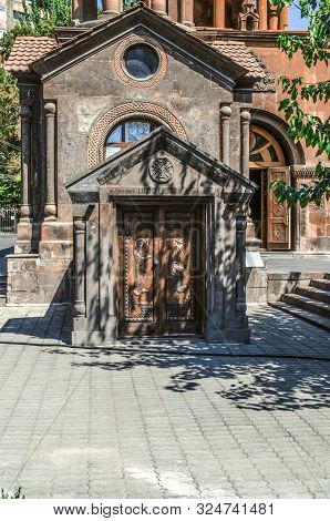 Entrance To The Tomb With The Relics Of St.ananias, With Carved Figures Of The Holy Apostles On The 
