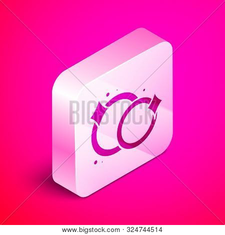 Isometric Washing Dishes Icon Isolated On Pink Background. Cleaning Dishes Icon. Dishwasher Sign. Cl