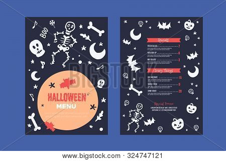 Modern Halloween Menu Design. Food Design For Special Holiday. Autumn Background, Spooky Flyer For R