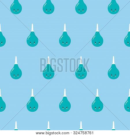 Seamless Pattern Texture Of Endless Repeating Medical Rubber Blue Cute Enema Pears For Cleaning The 