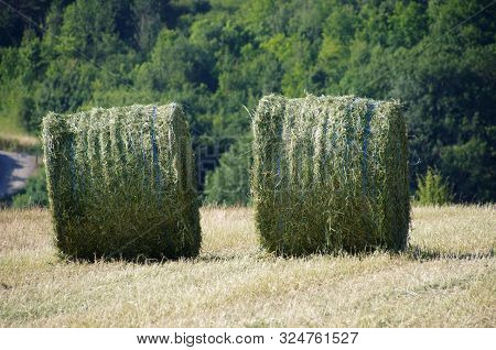Bales Of Straw In A Field Near Paris In France