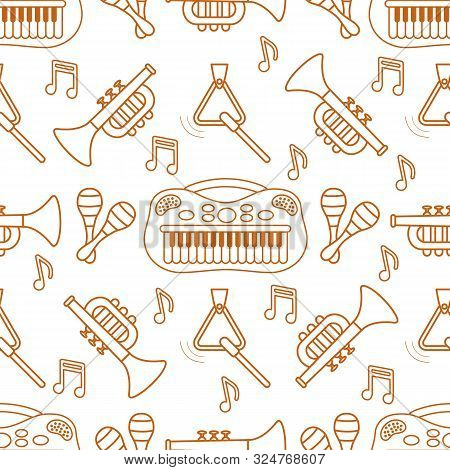 Seamless Pattern Musical Instruments Toys For Kids