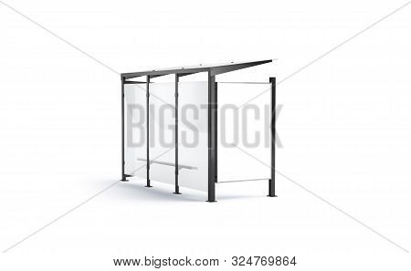 Blsnk White Lightbox On Bus Stop Mock Up, Side View, 3d Rendering. Empty Vertical Pylon Screen Mocku