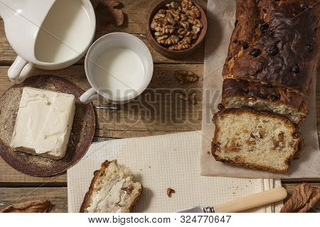 Barmbrack Or Bairin Breac Is A Traditional Irish Sweet Yeast Bread With Grapes And Raisins, Often Ea