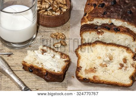 Barmbrack Or Bairin Breac Is A Traditional Irish Sweet Yeast Bread With Grapes And Raisins, Often Ea